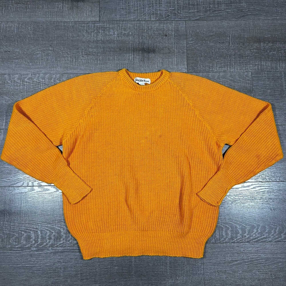 Vintage Saks Fifth Avenue Orange Shaker Knit Ramie Cotton Sweater Mens Large